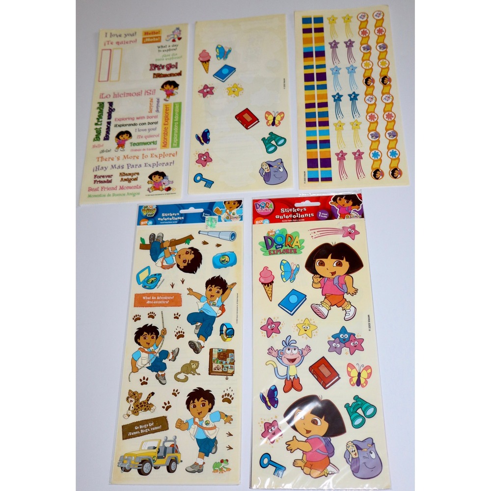 Vintage Sandylion Dora the Explorer Go Diego Go Scrapbook Sticker Lot 5 2003